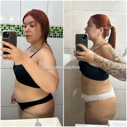 Antes e depois real de aluna 3 — evolução com as receitas e o Pilates na Cama